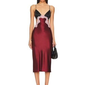 Silk and lace cutout slip in cider